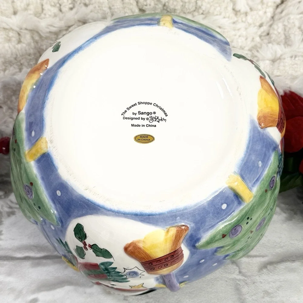 Sango The Sweet Shoppe Christmas Holiday Snowman Centerpiece Bowl By Sue Zipkin